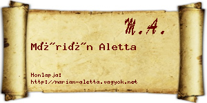 Márián Aletta névjegykártya